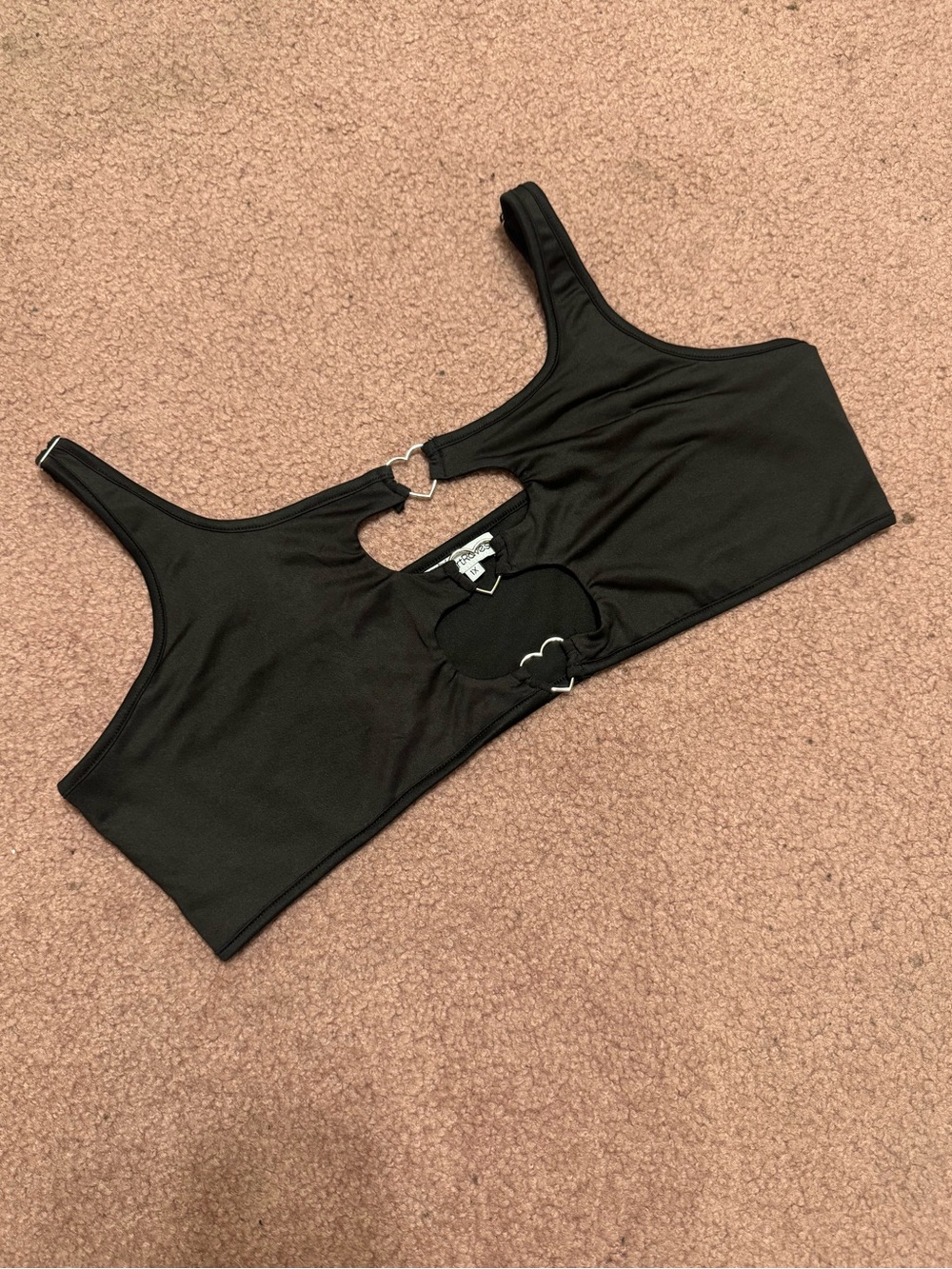 New 1x black heart crop top tank shirt emo goth festival rave gothic lolita